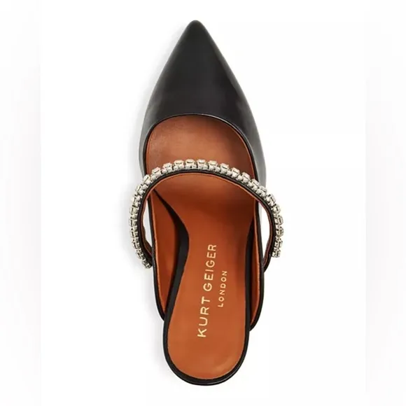 Kurt Geiger BLACK Duke Embellished High Heel Mules, Size EU 39 EXCELLENT!