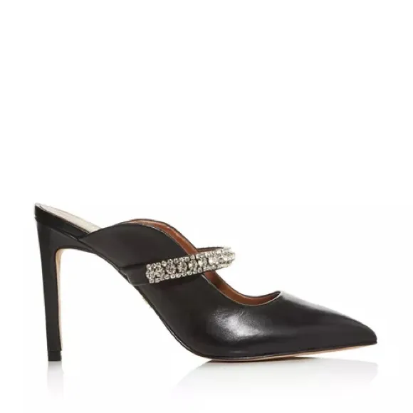 Kurt Geiger BLACK Duke Embellished High Heel Mules, Size EU 39 EXCELLENT!