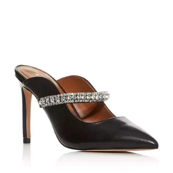 Kurt Geiger BLACK Duke Embellished High Heel Mules, Size EU 39 EXCELLENT!