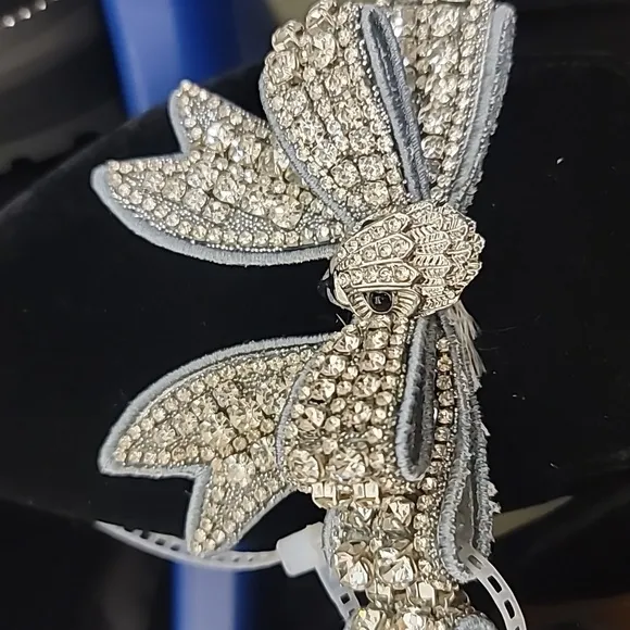Kurt Geiger London Olive Crystal Bow Velvet Mules