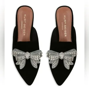 Kurt Geiger London Olive Crystal Bow Velvet Mules