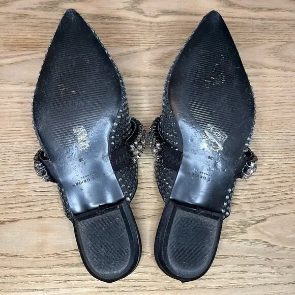 Kurt Geiger Princely Drenched Embellished Pointed Toe Ballet Flat Mules 36/6