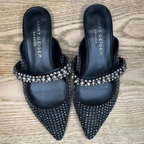 Kurt Geiger Princely Drenched Embellished Pointed Toe Ballet Flat Mules 36/6