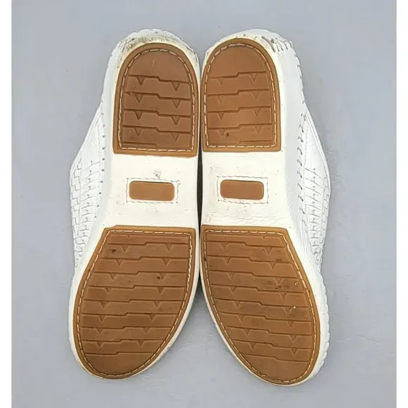 La Plume White Leather Italian Sandal Size 8.5 / 39 Slip-on Mule Woven