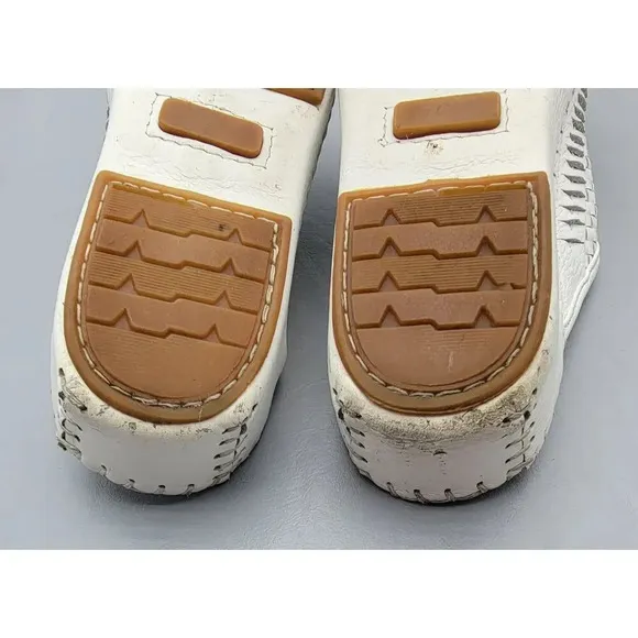 La Plume White Leather Italian Sandal Size 8.5 / 39 Slip-on Mule Woven