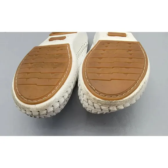 La Plume White Leather Italian Sandal Size 8.5 / 39 Slip-on Mule Woven