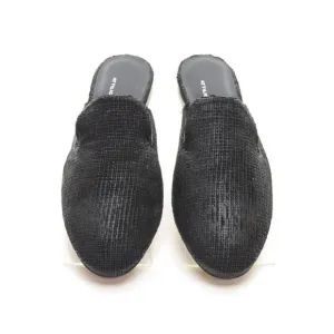 Ladies Attilio Giusti Leombruni $320 Textured Mule 37 / 7 Black Shoes GUC