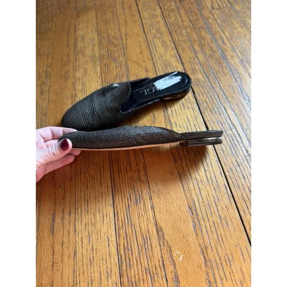 Ladies Attilio Giusti Leombruni $320 Textured Mule 37 / 7 Black Shoes GUC