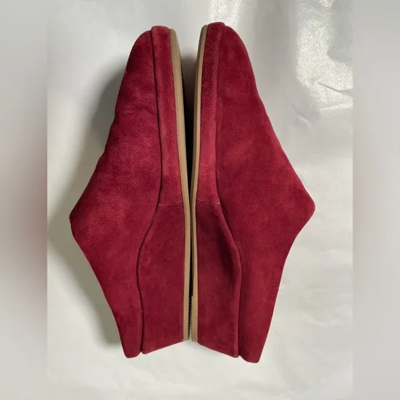 L'Amour Des Pieds Bingwen Suede Mules Clogs Mulberry Burgundy Comfort Sz 8.5 EUC