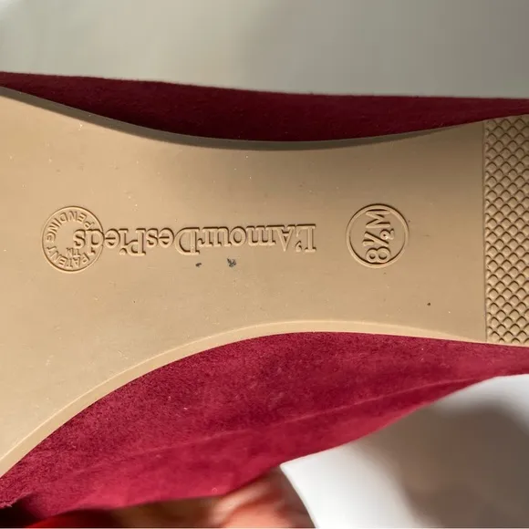 L'Amour Des Pieds Bingwen Suede Mules Clogs Mulberry Burgundy Comfort Sz 8.5 EUC