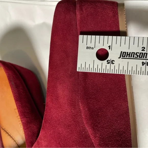 L'Amour Des Pieds Bingwen Suede Mules Clogs Mulberry Burgundy Comfort Sz 8.5 EUC