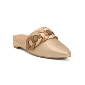 L'AMOUR DES PIEDS Gold Leather Baruna Comfort Mules