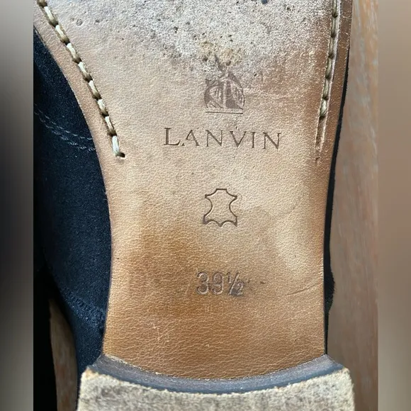 LANVIN Black Suede Lace-Up Oxfords Shoes