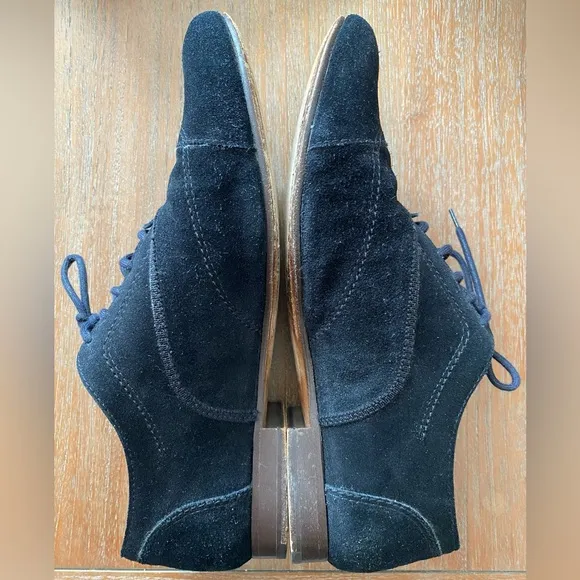 LANVIN Black Suede Lace-Up Oxfords Shoes