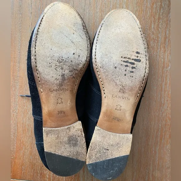 LANVIN Black Suede Lace-Up Oxfords Shoes