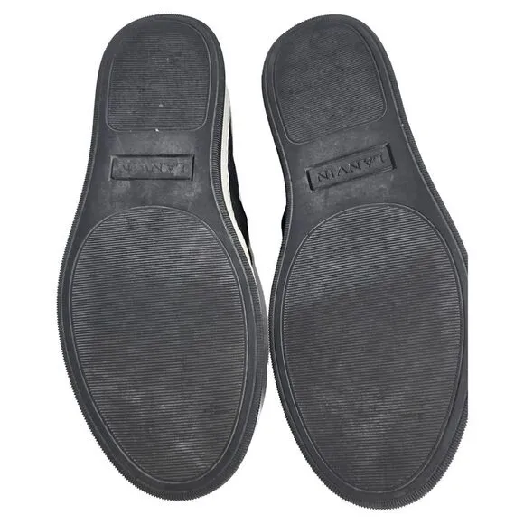 Lanvin Slip-On Sneakers in Black Leather and Suede