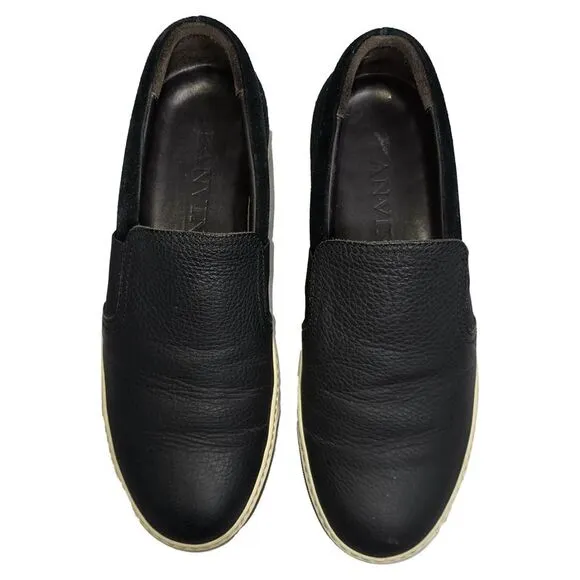 Lanvin Slip-On Sneakers in Black Leather and Suede