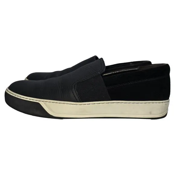 Lanvin Slip-On Sneakers in Black Leather and Suede