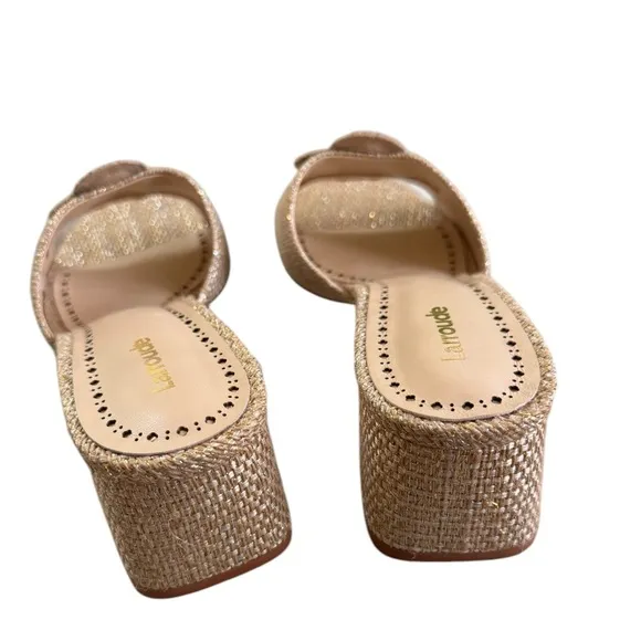 Larroudé Flora Mules in gold 10