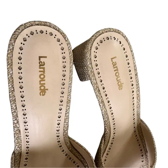 Larroudé Flora Mules in gold 10