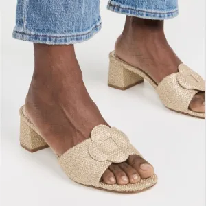 Larroudé Flora Mules in gold 10