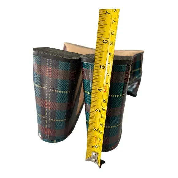 Larroude Dolly Mule Blue Tartan Patent 5” Platforms Plaid Women’s Size 10 luxury