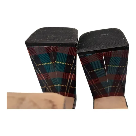 Larroude Dolly Mule Blue Tartan Patent 5” Platforms Plaid Women’s Size 10 luxury