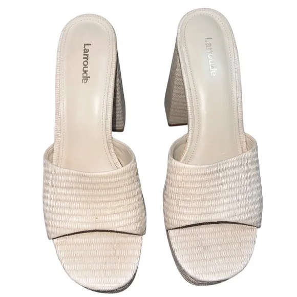Larroude The Dolly Platform Mule In Natural Raffia