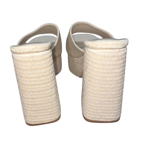 Larroude The Dolly Platform Mule In Natural Raffia