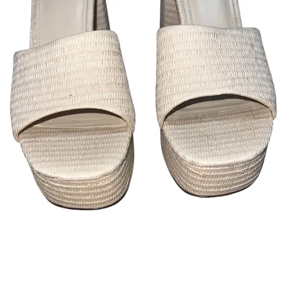 Larroude The Dolly Platform Mule In Natural Raffia