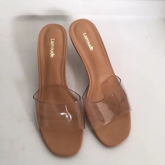 Larroude The Vivi Mules Vinyl &amp; Beige Clear