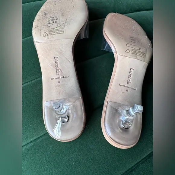 Larroude The Vivi Mules Vinyl &amp; Beige Clear