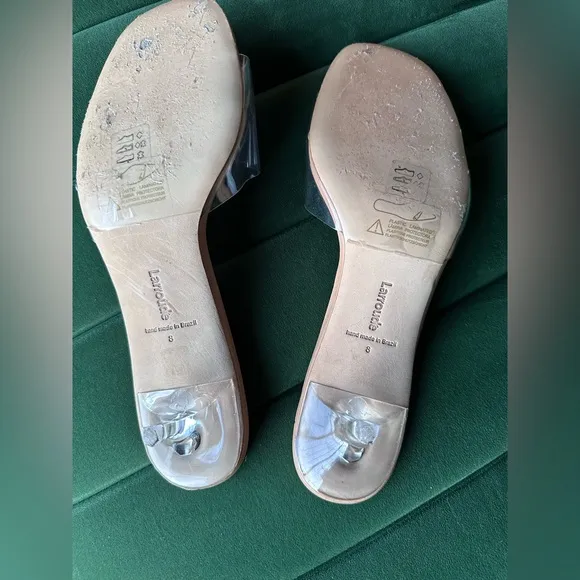 Larroude The Vivi Mules Vinyl &amp; Beige Clear