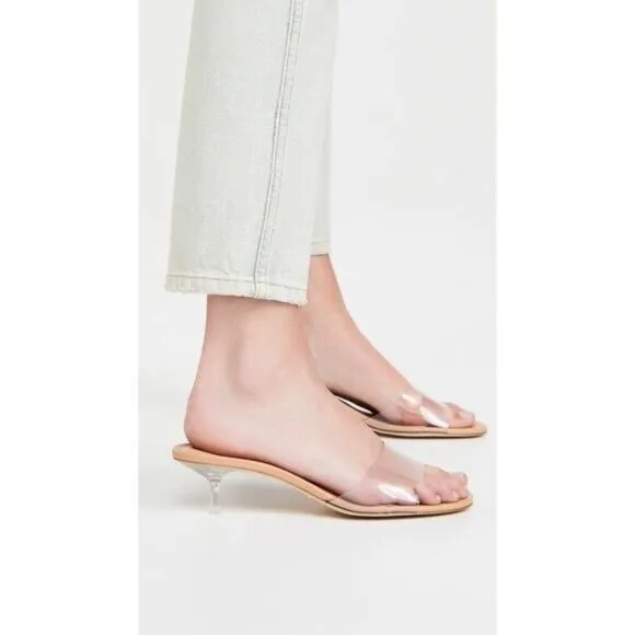Larroude The Vivi Mules Vinyl &amp; Beige Clear
