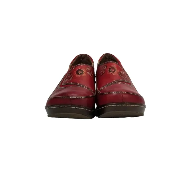 L'Artiste By Spring Step Womens Burbank Leather Clogs in Red Size 9 (40)