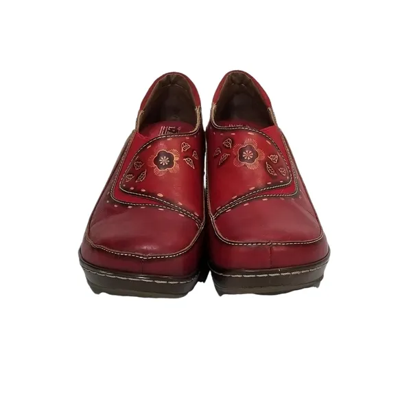 L'Artiste By Spring Step Womens Burbank Leather Clogs in Red Size 9 (40)