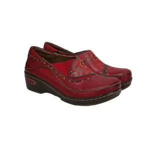 L'Artiste By Spring Step Womens Burbank Leather Clogs in Red Size 9 (40)