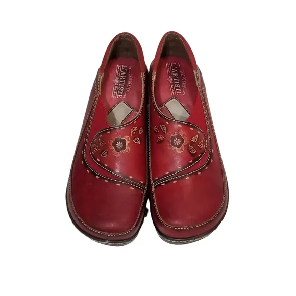 L'Artiste By Spring Step Womens Burbank Leather Clogs in Red Size 9 (40)