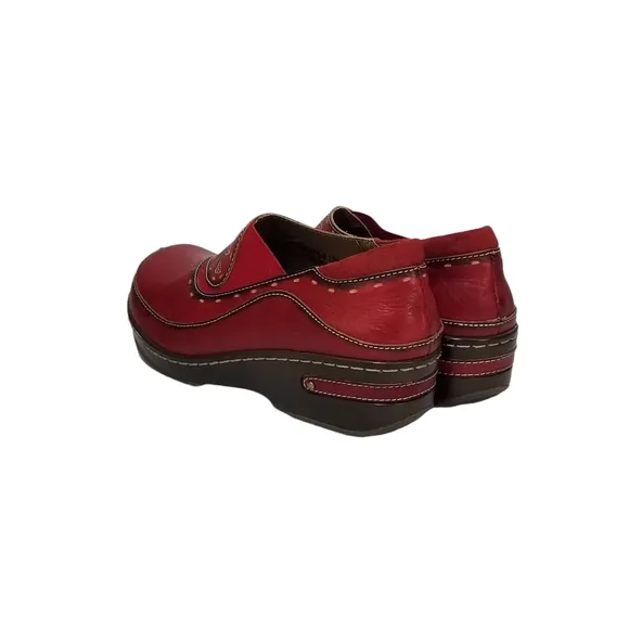 L'Artiste By Spring Step Womens Burbank Leather Clogs in Red Size 9 (40)