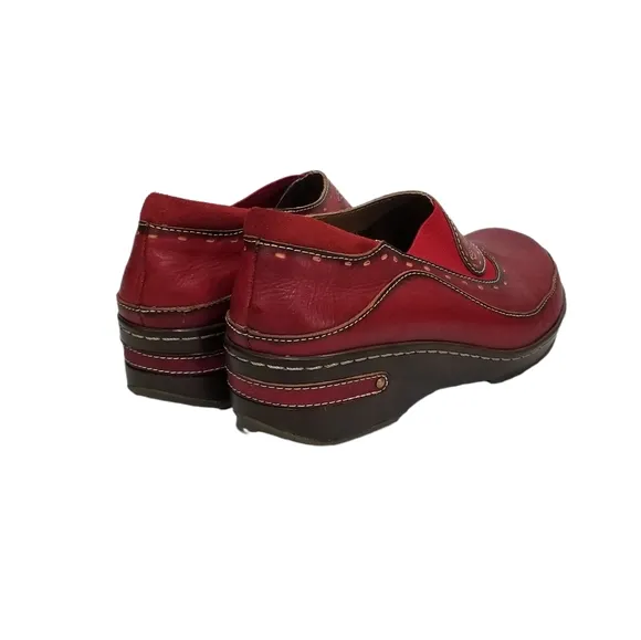 L'Artiste By Spring Step Womens Burbank Leather Clogs in Red Size 9 (40)