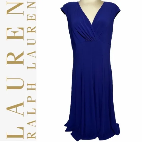 Lauren Ralph Lauren Dress VNeck Wrap Empire Waist Dressy Career Formal Size 10