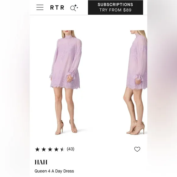 Lavender We Are HAH Queen 4 A Day Dress Chiffon Lace Mini Dress w/ Slip