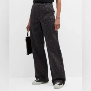 Le Superbe Leopard Print Wide Leg Jeans