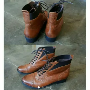Leather Ankle Lace Up Boot NWT