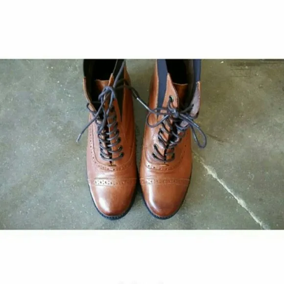 Leather Ankle Lace Up Boot NWT