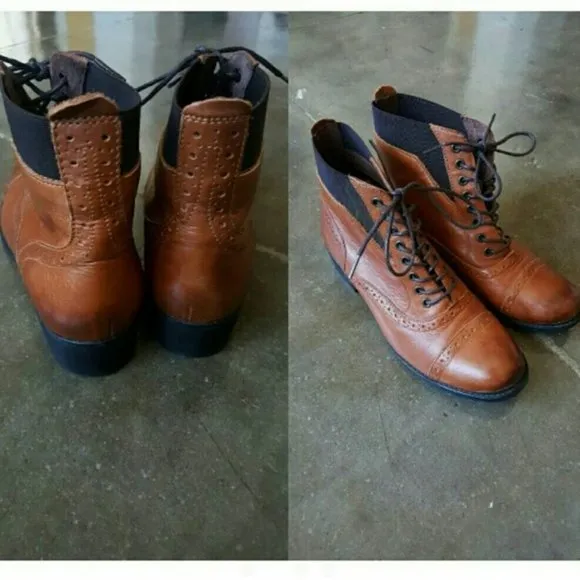 Leather Ankle Lace Up Boot NWT