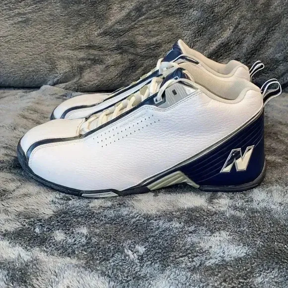 Leather Basketball Shoes White Blue‎ Athletic Sneakers