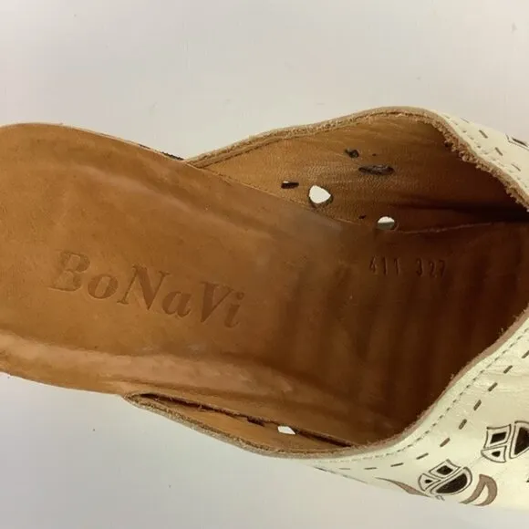 LEATHER CLOGS BONAVI WEDGE COMFORT SLIP ON