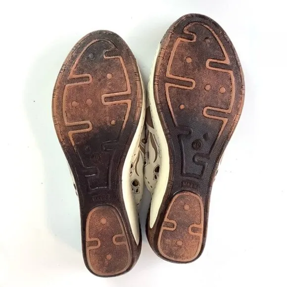 LEATHER CLOGS BONAVI WEDGE COMFORT SLIP ON