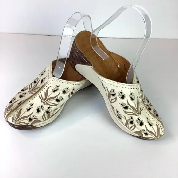 LEATHER CLOGS BONAVI WEDGE COMFORT SLIP ON